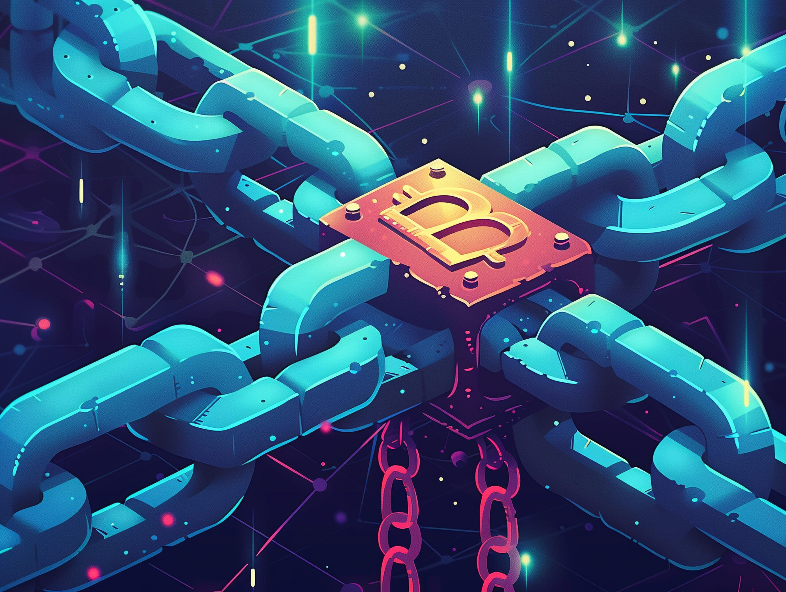 Logo de Bitcoin en imagen abstracta relacionada con desarrollo blockchain en Álava