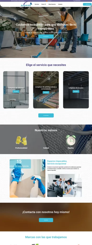 Página web de Aldasa Limpieza