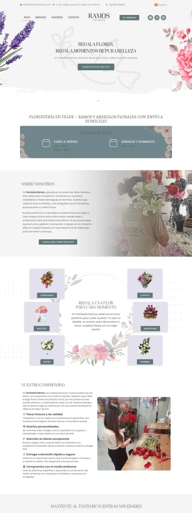 Página web de Floristería Ramos, floristería en Telde